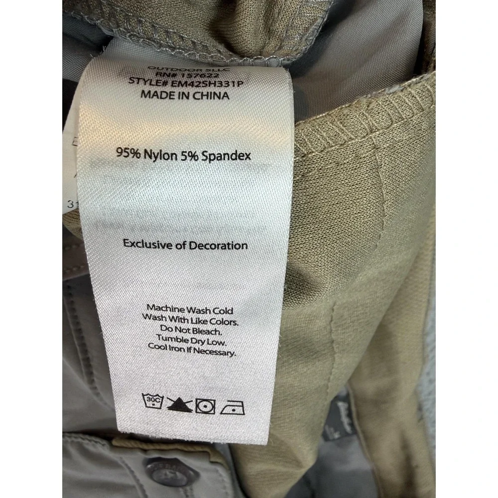 Eddie Bauer Cargo Shorts Mens 34 Gray Nylon Spandex Stretch 10 Inseam Outdoor